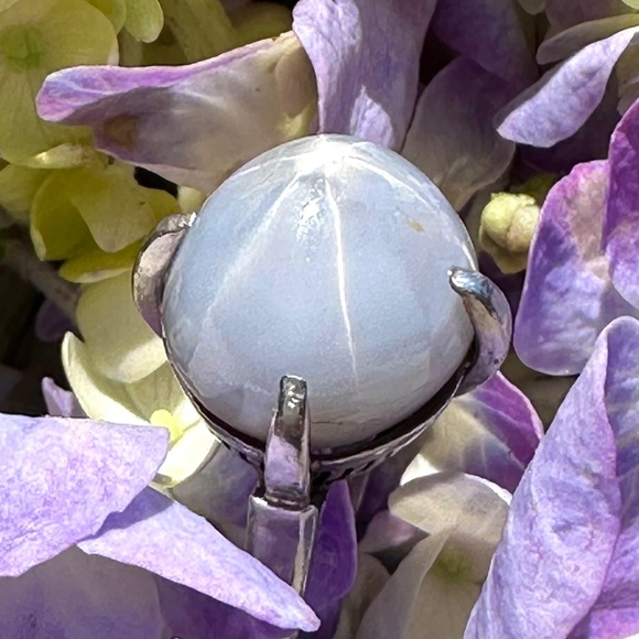 Blue Star Sapphire With Palladium Setting Ring Ladies SZ 6 - Picture 7 of 15